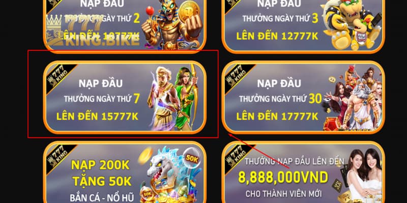 Thông tin chính thức ưu đãi “777King thưởng nạp ngày 7 15777k”